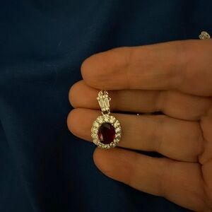 NWT faux ruby on beautiful chain